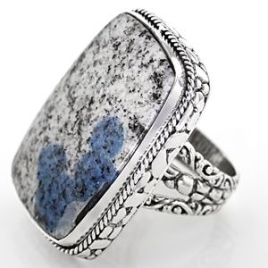Multicolor Azurite In Granite Silver Ring